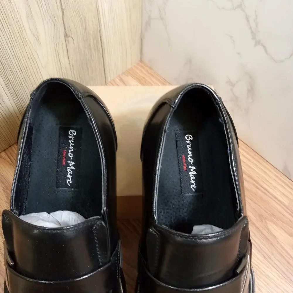 Bruno Marc Mens Sz 9‎ EU 42 Giorgio 3 Black Oxford Slip On Leather
